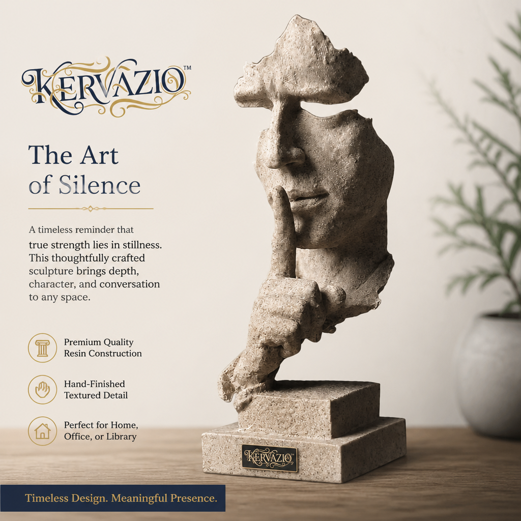 Kervazio™ Silence Is Golden Abstract Resin Sculpture – Modern Home Ornament