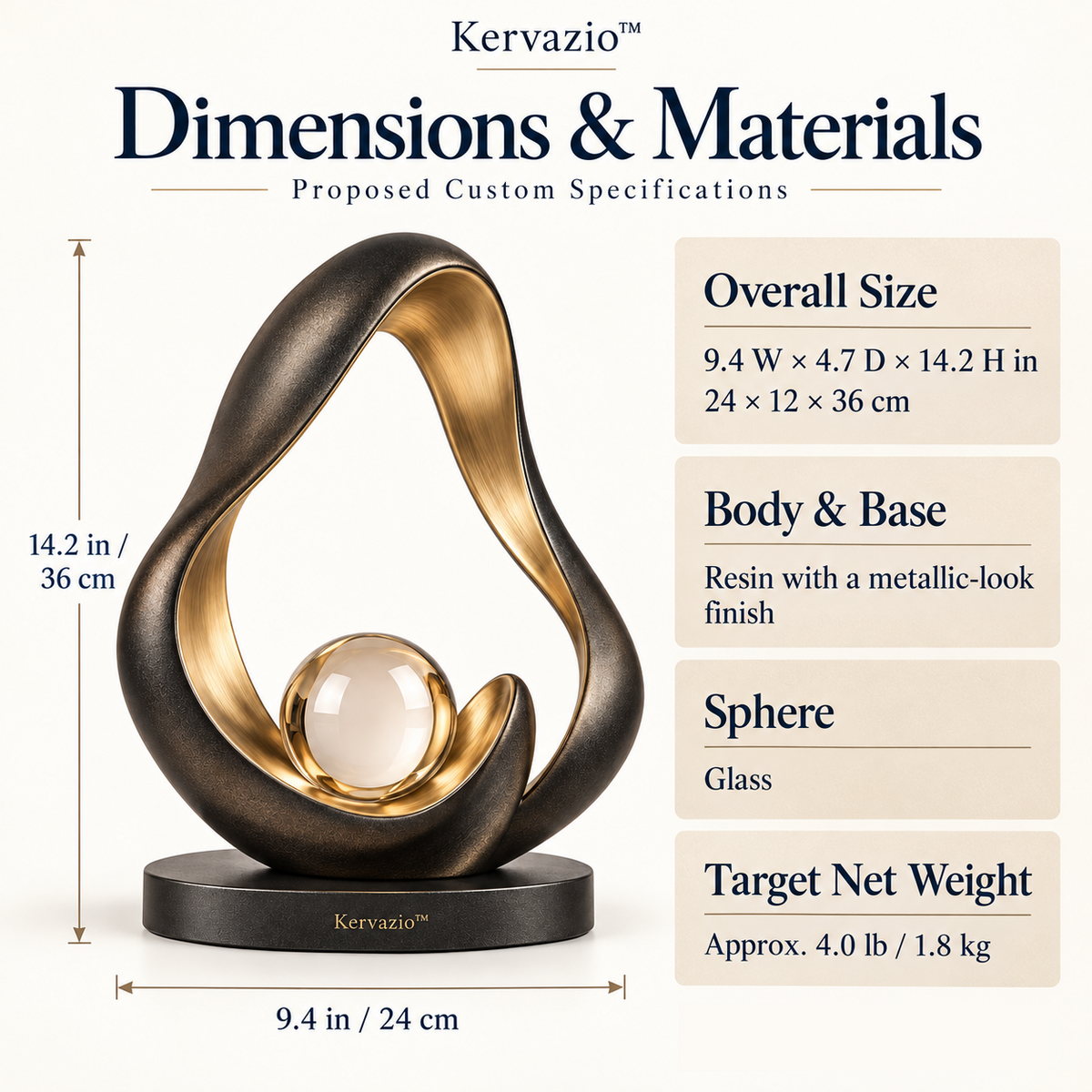 Kervazio™ Golden Embrace Crystal Sculpture