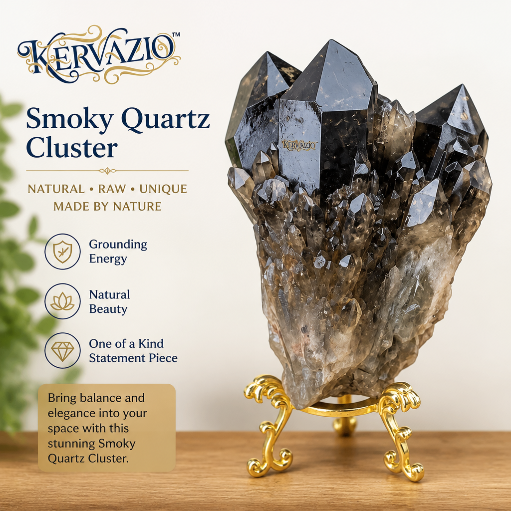 Kervazio™ Natural Black Crystal Ore Specimen – Mineral Stone Home Decor & Spiritual Gift