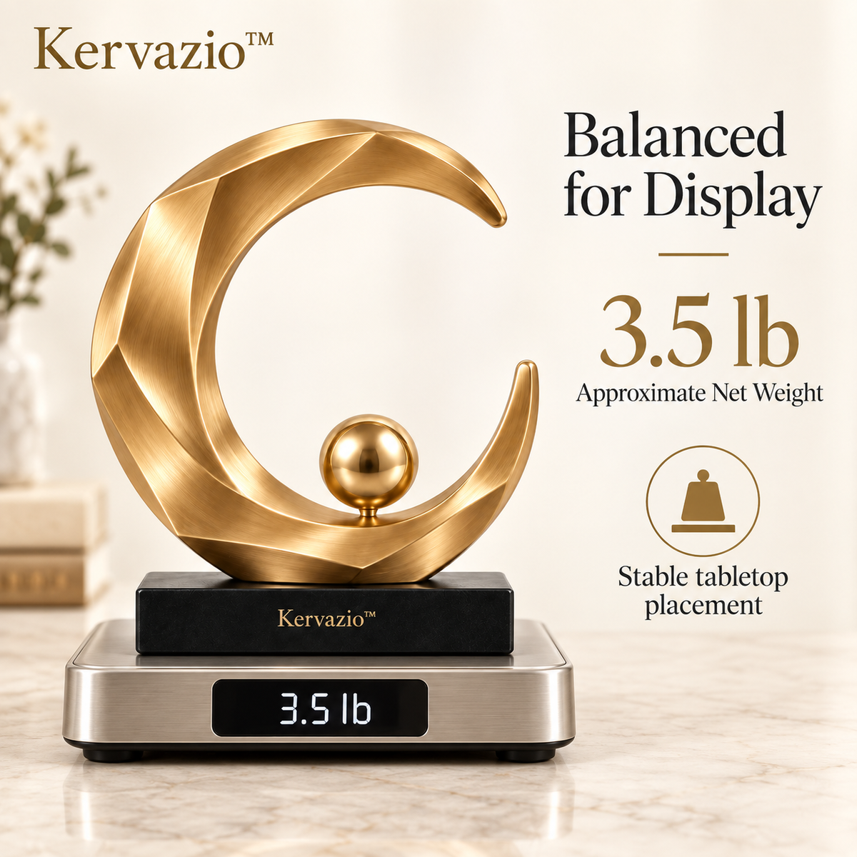 Kervazio™ Celestial Arc Gold Orb Sculpture