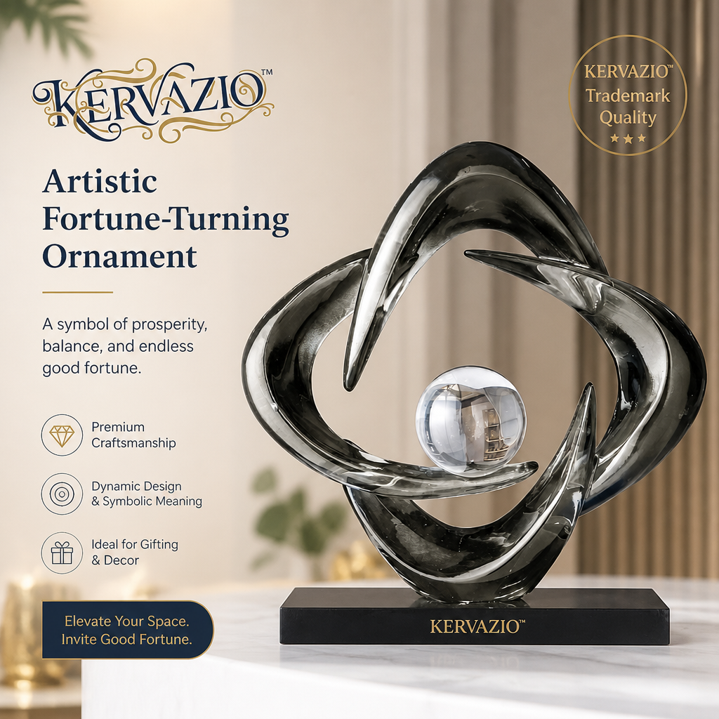 Kervazio™ Art Fortune Crystal Ball Resin Sculpture – Elegant Home Decor Ornament