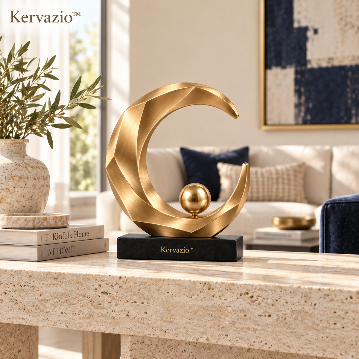 Kervazio™ Celestial Arc Gold Orb Sculpture