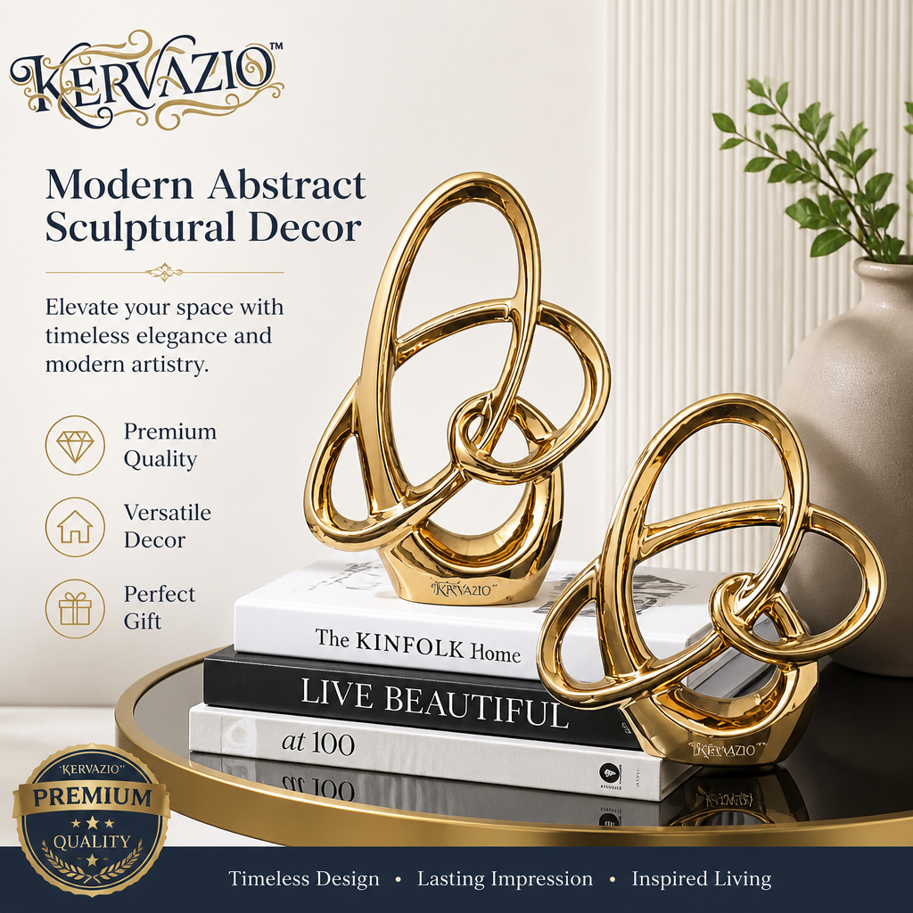 Kervazio™ Abstract Ceramic Ring Statue – Modern Office & Living Room Decor