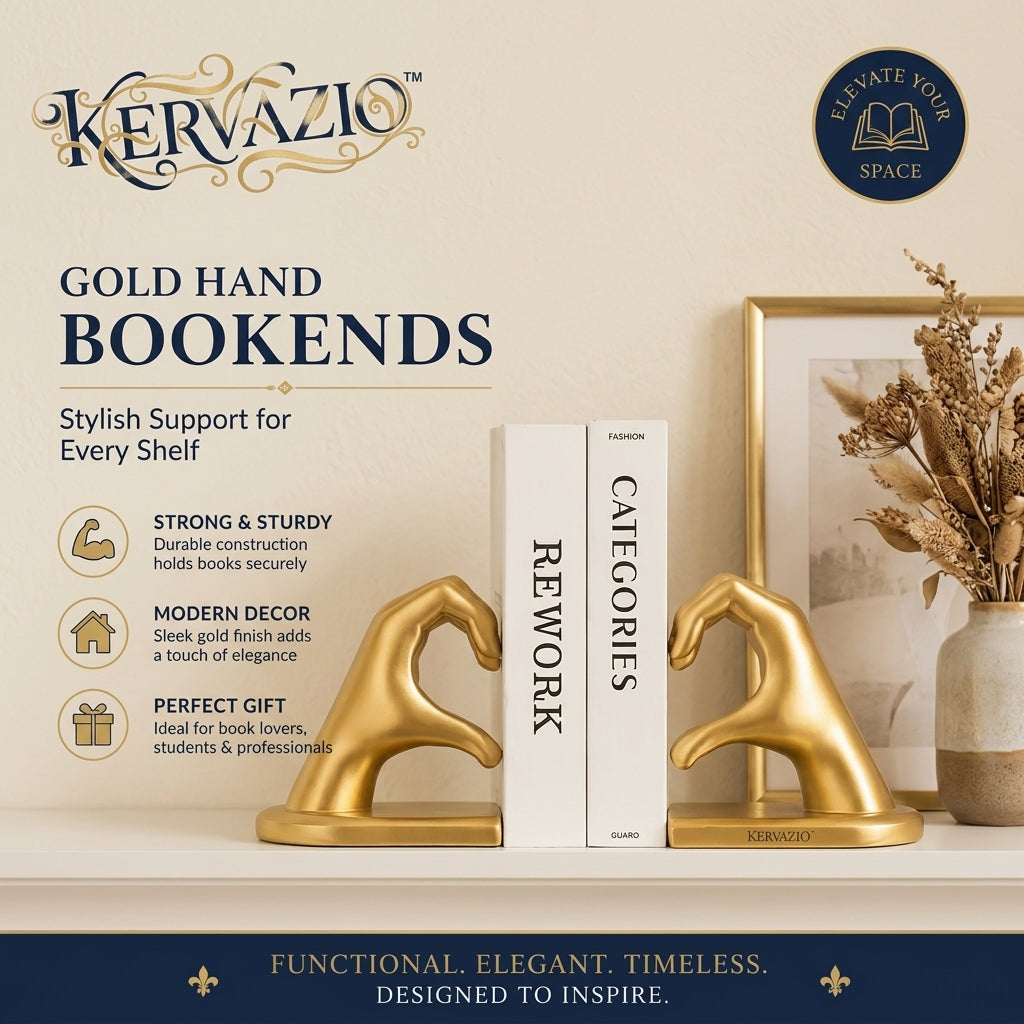 Kervazio™ Golden Resin Bookend Sculpture – Artistic Home Ornament