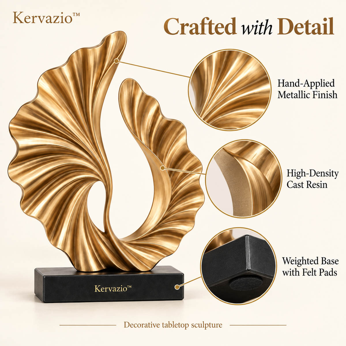 Kervazio™ Aurelia Twin-Flow Gold Sculpture