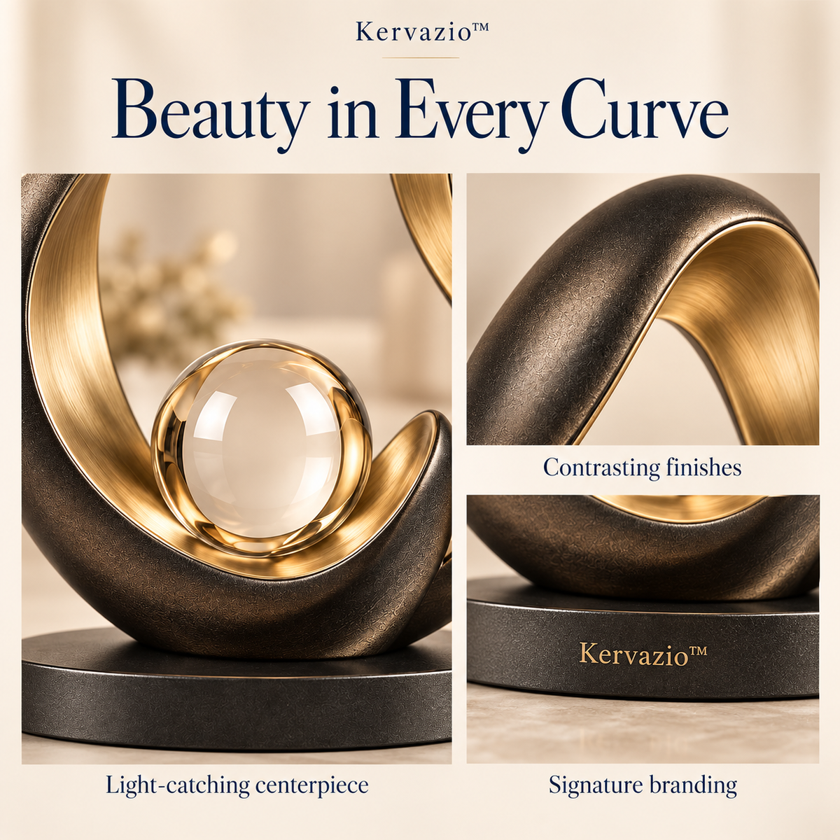 Kervazio™ Golden Embrace Crystal Sculpture