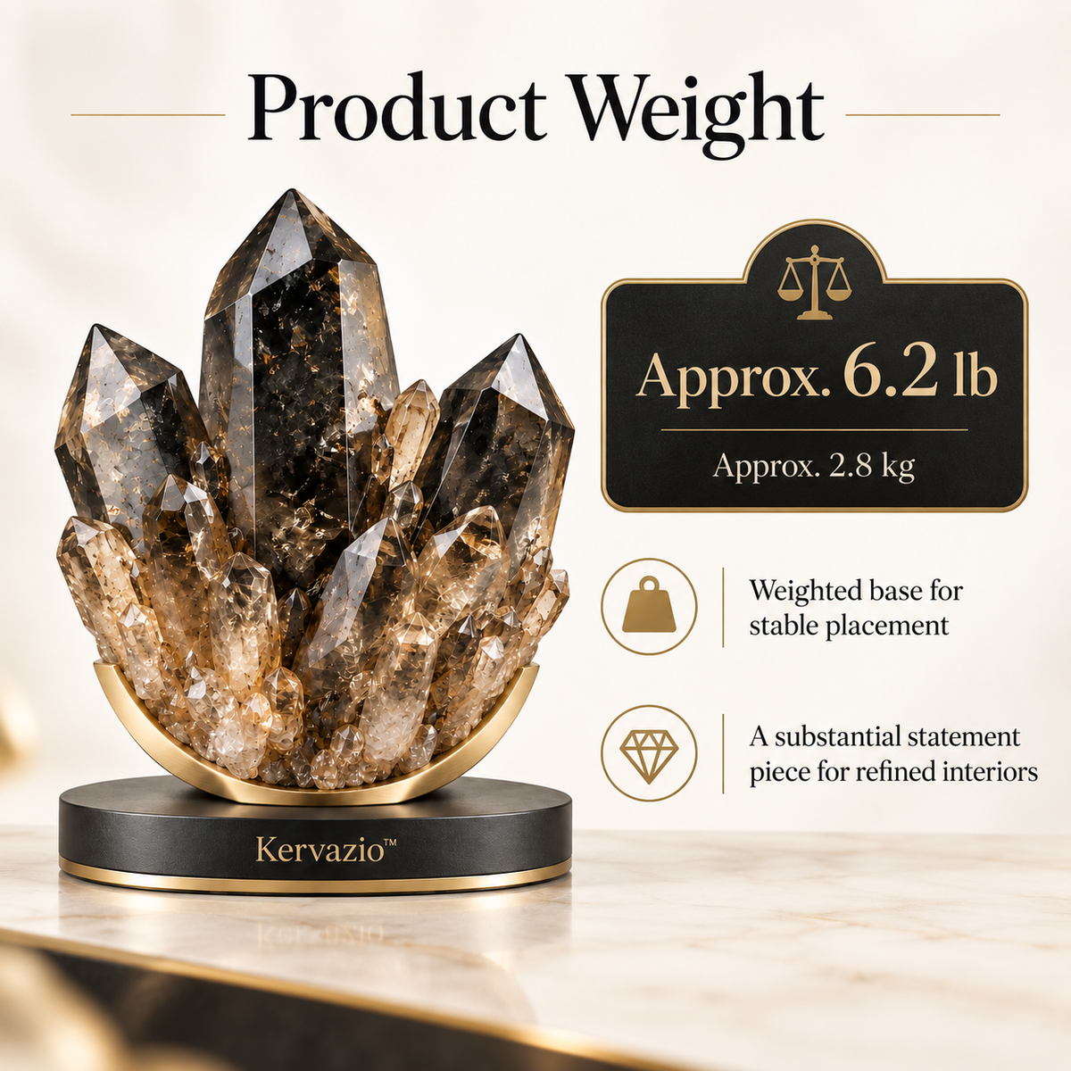 Kervazio™ Natural Black Crystal Ore Specimen – Mineral Stone Home Decor & Spiritual Gift