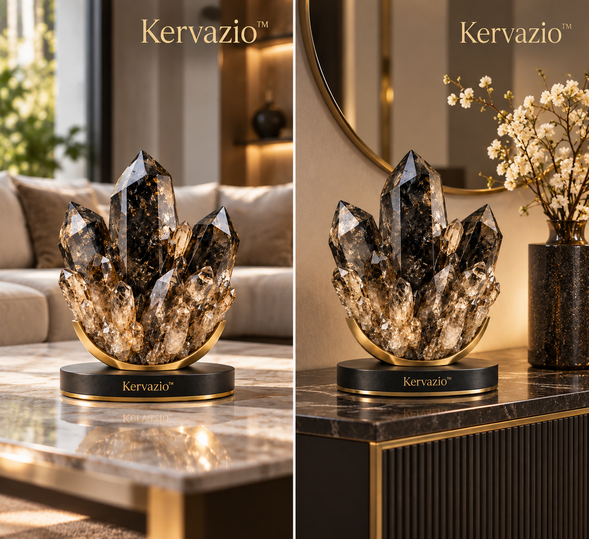 Kervazio™ Natural Black Crystal Ore Specimen – Mineral Stone Home Decor & Spiritual Gift