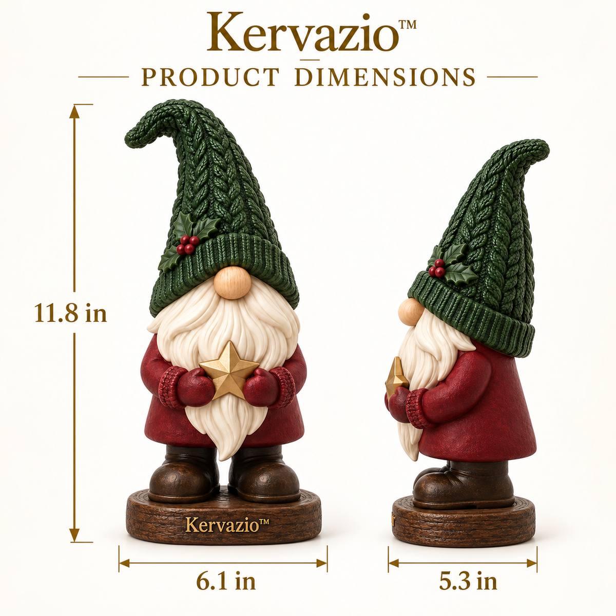 Kervazio™ Evergreen Star Christmas Gnome Statue