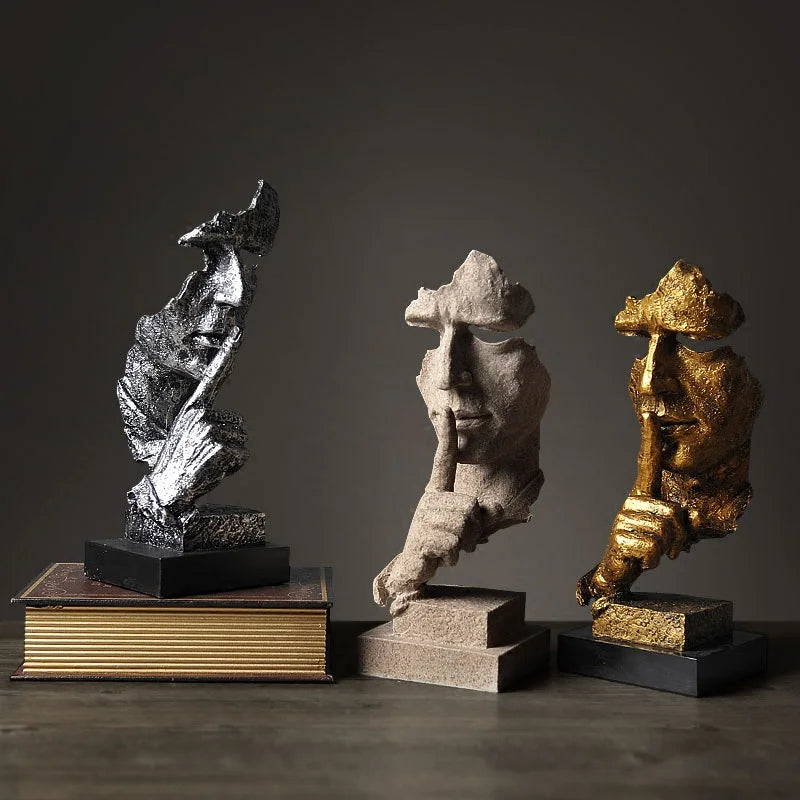 Kervazio™ Silence Is Golden Abstract Resin Sculpture – Modern Home Ornament