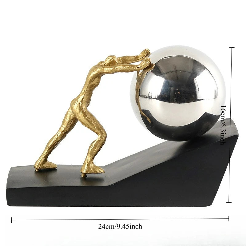 Kervazio™ Sisyphus Pushing Stone Sculpture – Mythical Figure Home Decor Statue