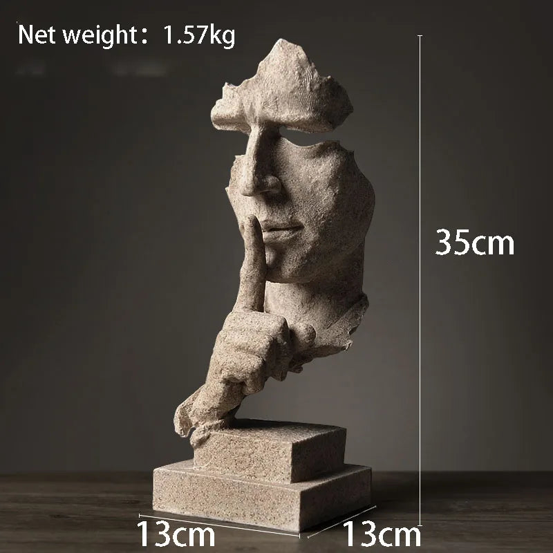 Kervazio™ Silence Is Golden Abstract Resin Sculpture – Modern Home Ornament