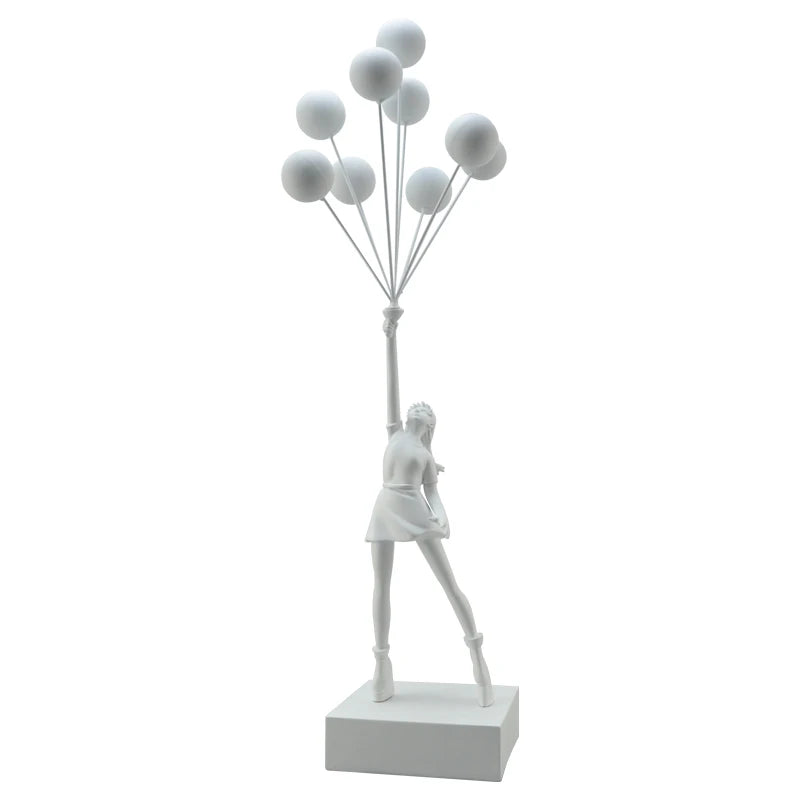 Kervazio™ Flying Balloon Girl Sculpture – Artistic Home Decor