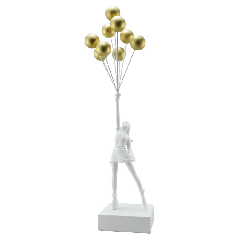 Kervazio™ Flying Balloon Girl Sculpture – Artistic Home Decor