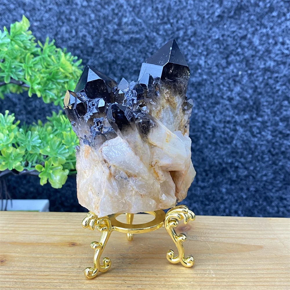 Kervazio™ Natural Black Crystal Ore Specimen – Mineral Stone Home Decor & Spiritual Gift