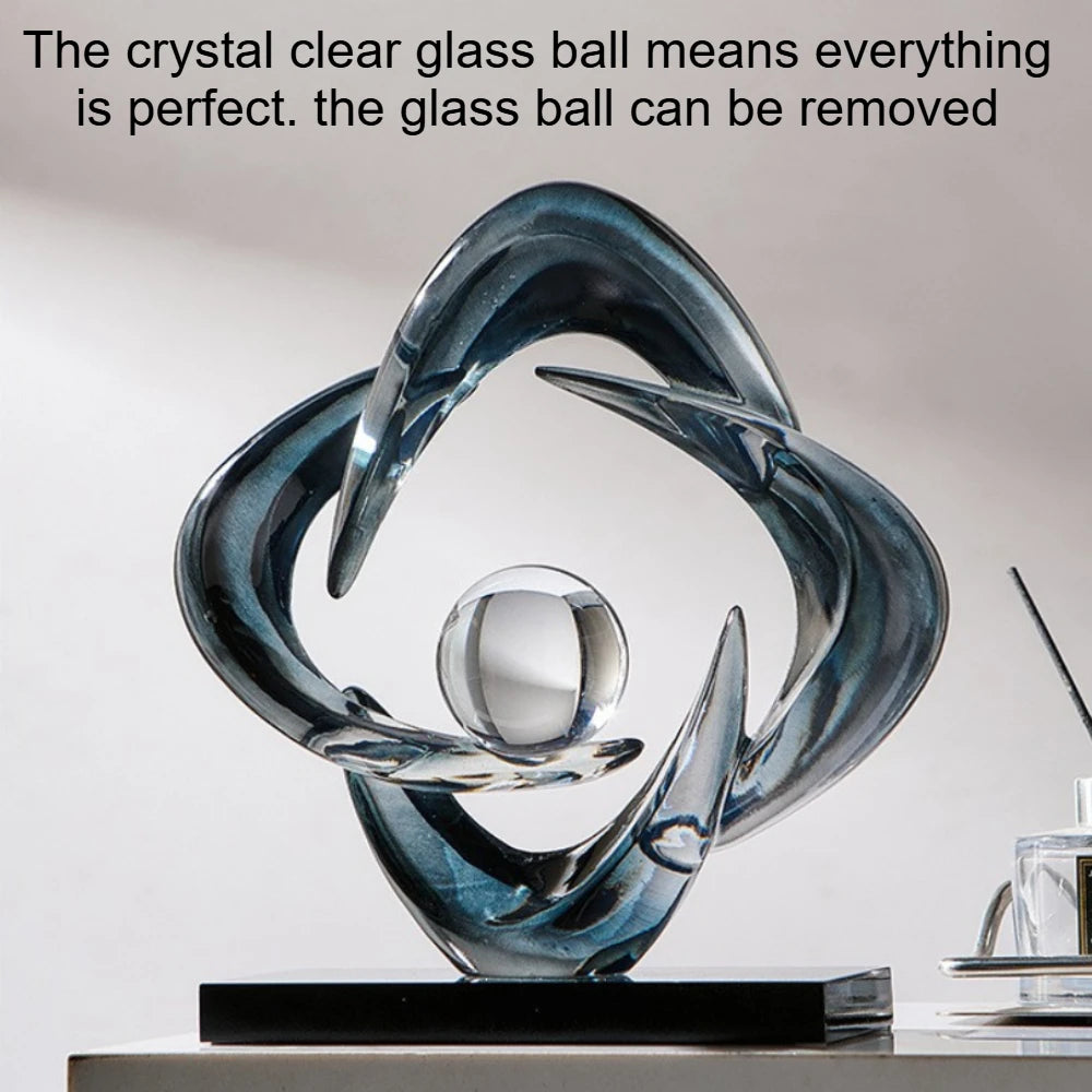 Kervazio™ Art Fortune Crystal Ball Resin Sculpture – Elegant Home Decor Ornament