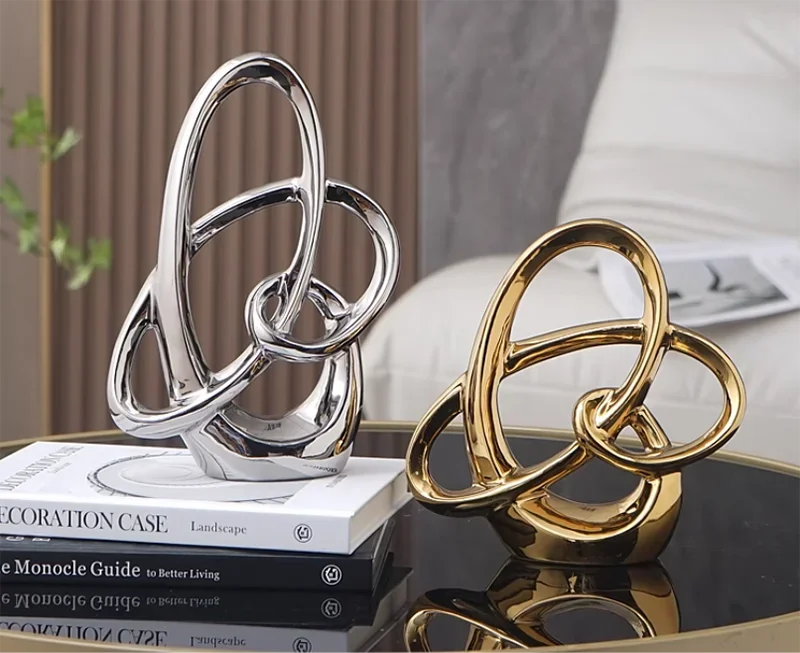 Kervazio™ Abstract Ceramic Ring Statue – Modern Office & Living Room Decor