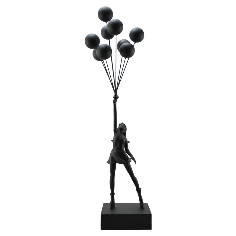 Kervazio™ Flying Balloon Girl Sculpture – Artistic Home Decor