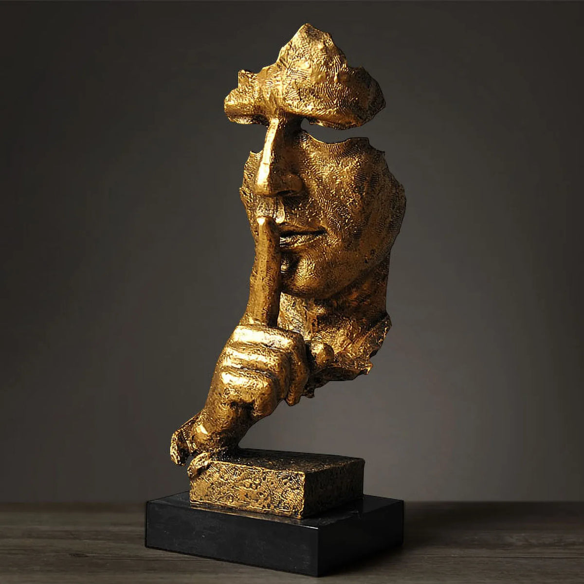 Kervazio™ Silence Is Golden Abstract Resin Sculpture – Modern Home Ornament