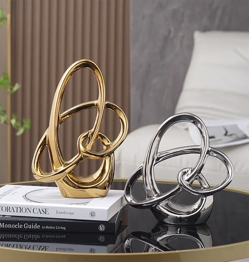 Kervazio™ Abstract Ceramic Ring Statue – Modern Office & Living Room Decor