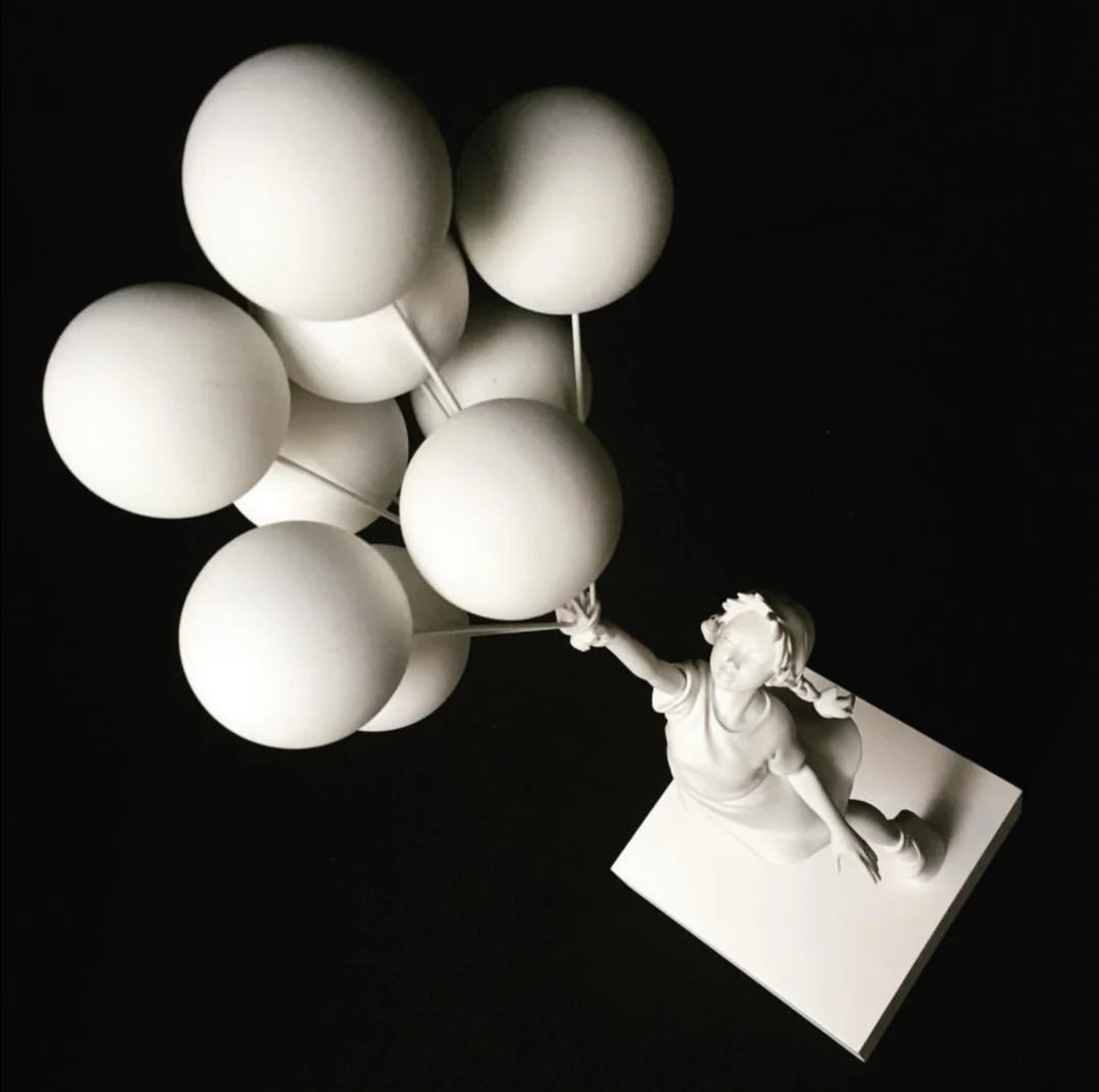 Kervazio™ Flying Balloon Girl Sculpture – Artistic Home Decor