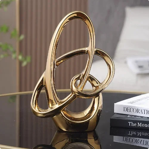 Kervazio™ Abstract Ceramic Ring Statue – Modern Office & Living Room Decor