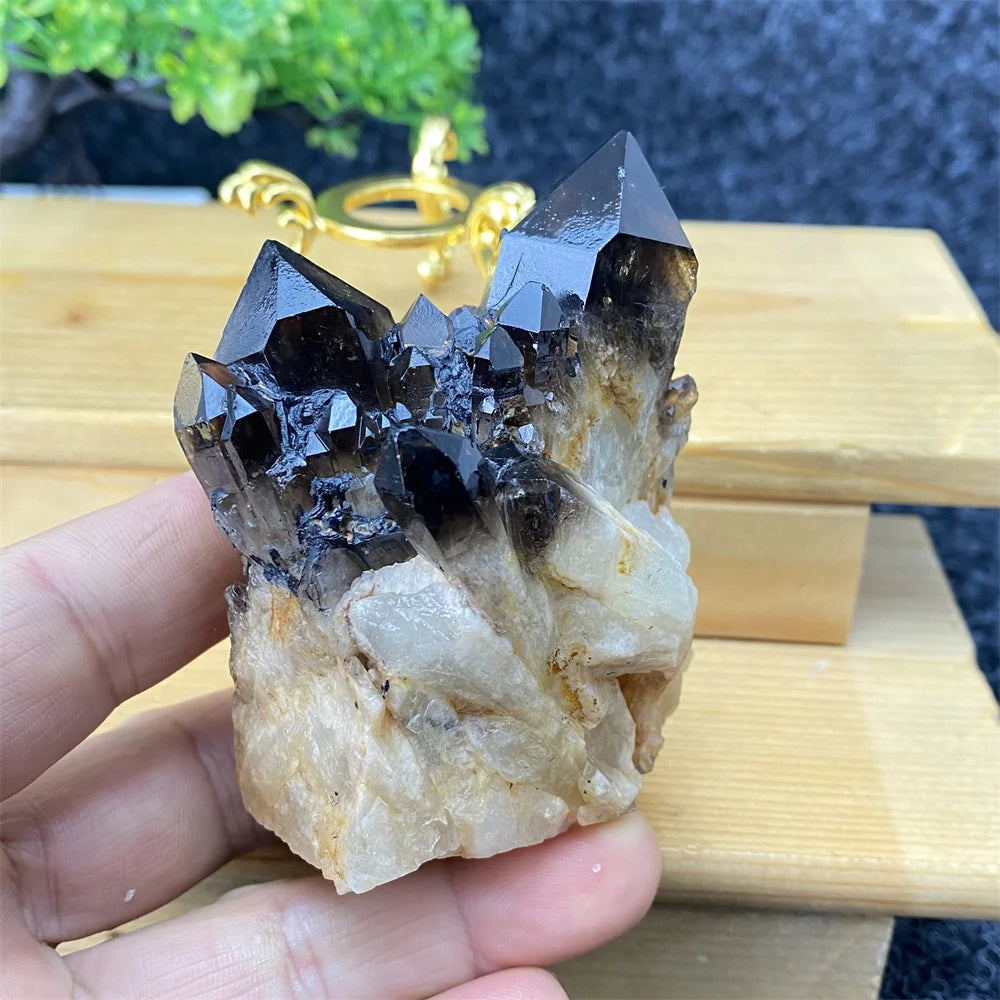 Kervazio™ Natural Black Crystal Ore Specimen – Mineral Stone Home Decor & Spiritual Gift