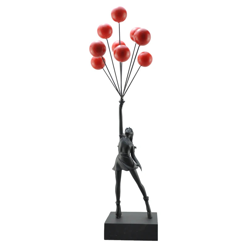 Kervazio™ Flying Balloon Girl Sculpture – Artistic Home Decor