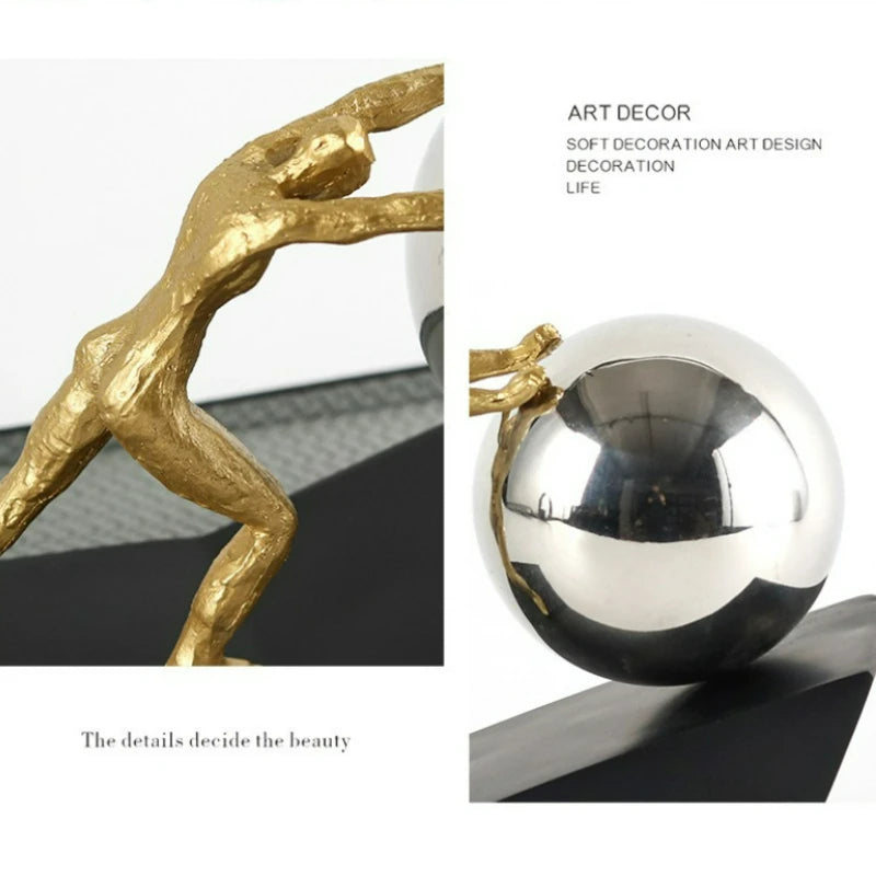 Kervazio™ Sisyphus Pushing Stone Sculpture – Mythical Figure Home Decor Statue