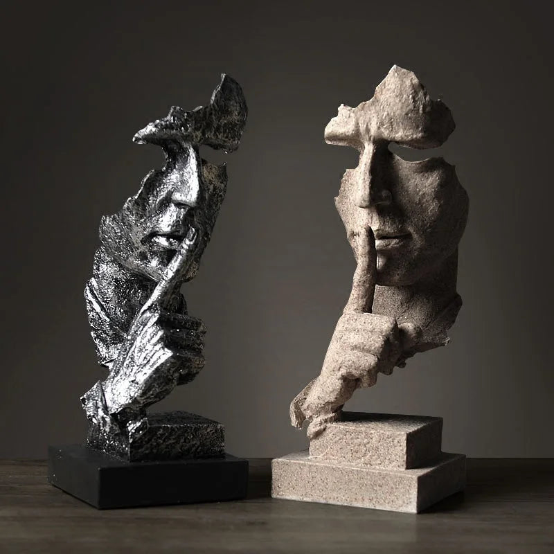 Kervazio™ Silence Is Golden Abstract Resin Sculpture – Modern Home Ornament