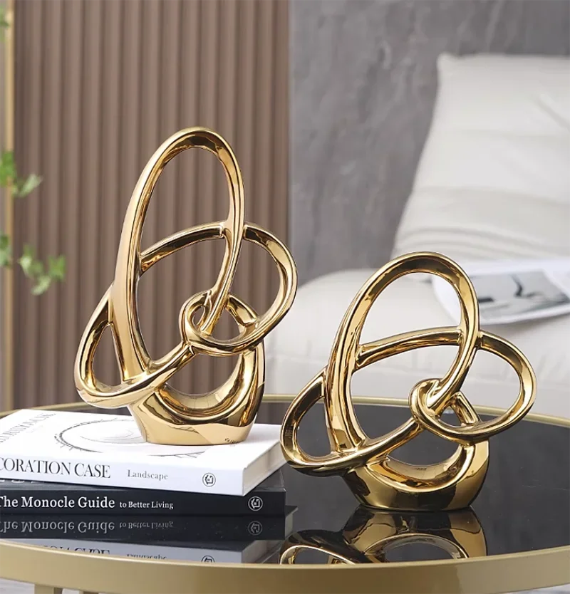 Kervazio™ Abstract Ceramic Ring Statue – Modern Office & Living Room Decor