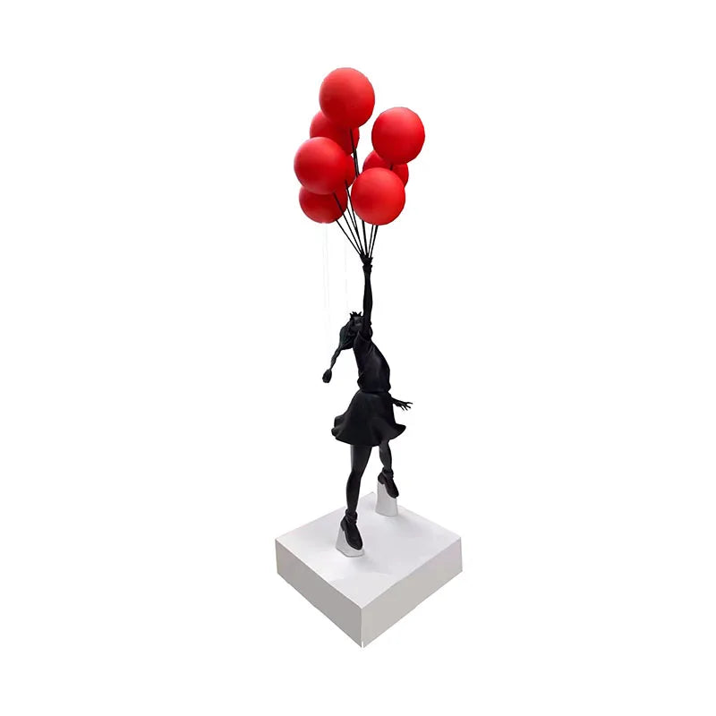 Kervazio™ Flying Balloon Girl Sculpture – Artistic Home Decor