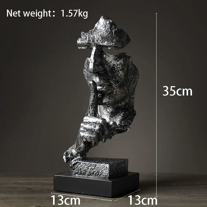 Kervazio™ Silence Is Golden Abstract Resin Sculpture – Modern Home Ornament