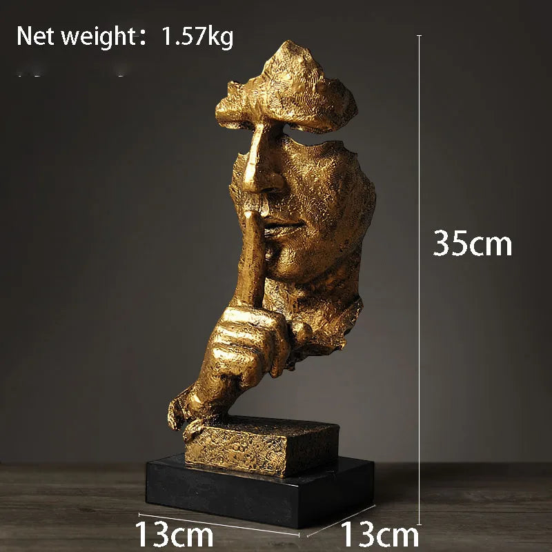 Kervazio™ Silence Is Golden Abstract Resin Sculpture – Modern Home Ornament