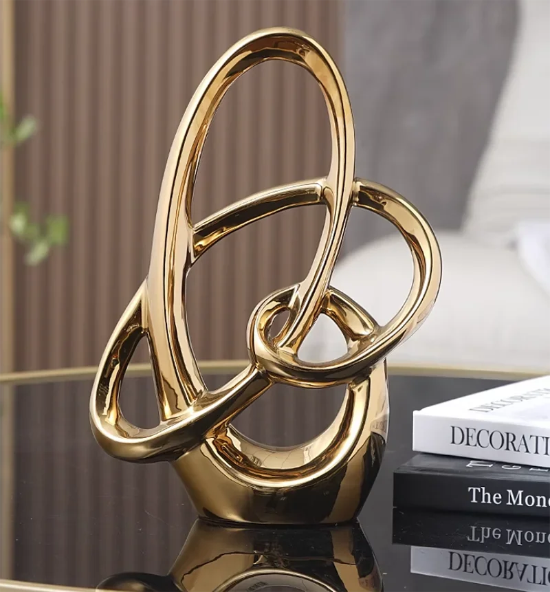 Kervazio™ Abstract Ceramic Ring Statue – Modern Office & Living Room Decor