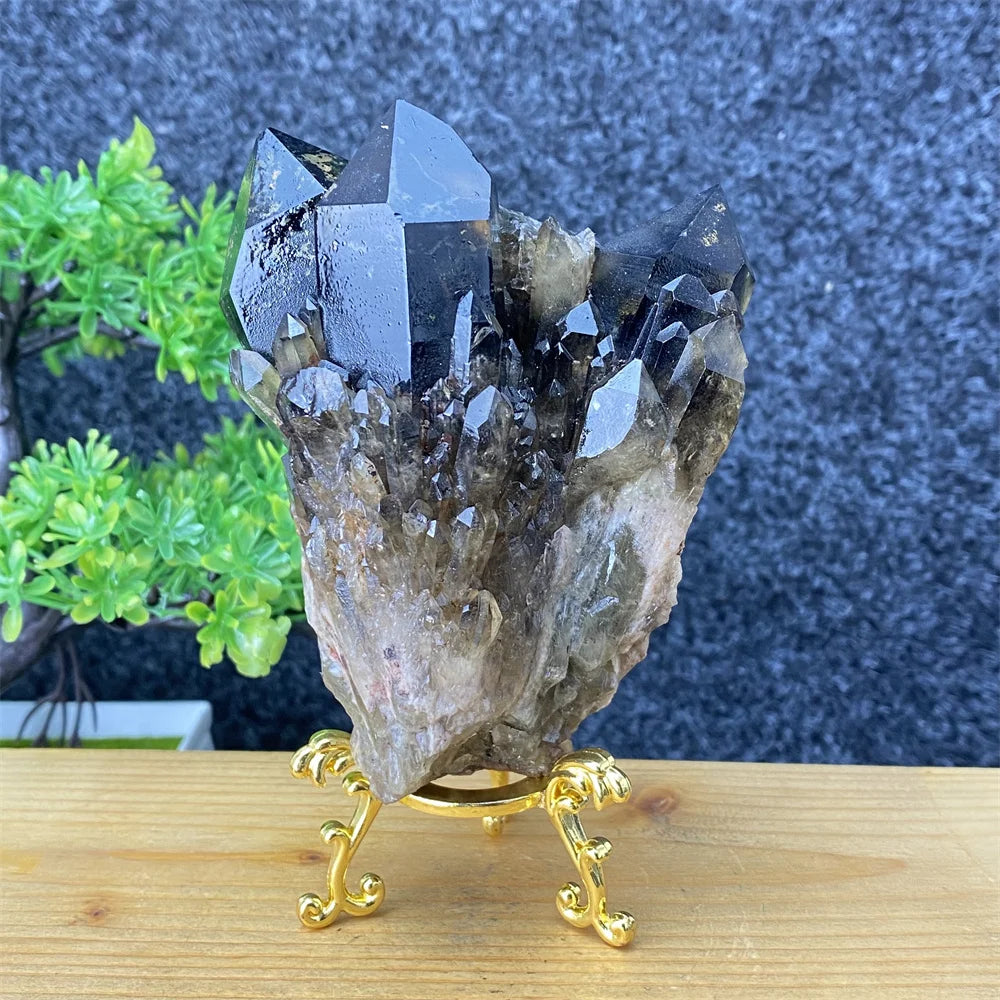 Kervazio™ Natural Black Crystal Ore Specimen – Mineral Stone Home Decor & Spiritual Gift