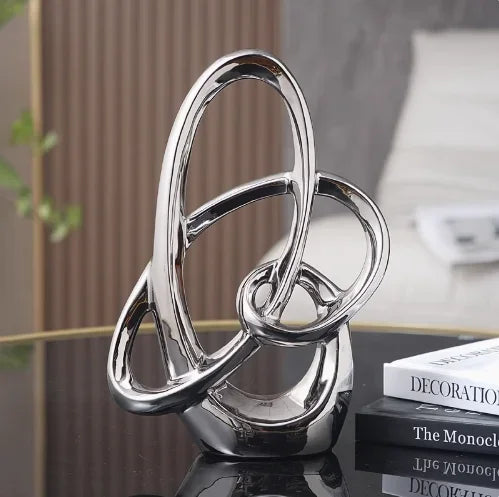Kervazio™ Abstract Ceramic Ring Statue – Modern Office & Living Room Decor