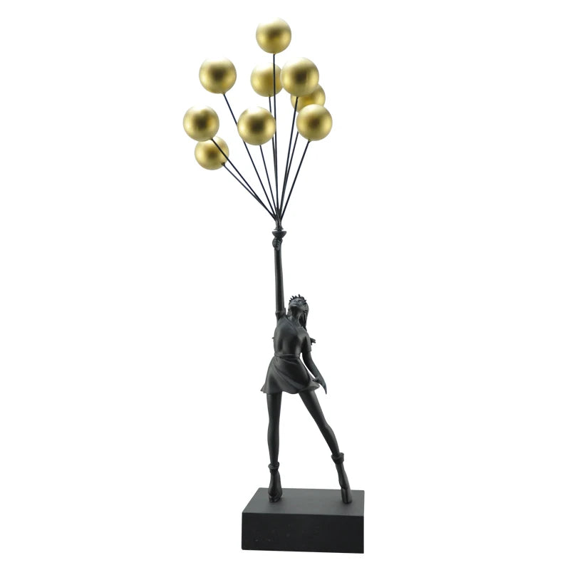 Kervazio™ Flying Balloon Girl Sculpture – Artistic Home Decor