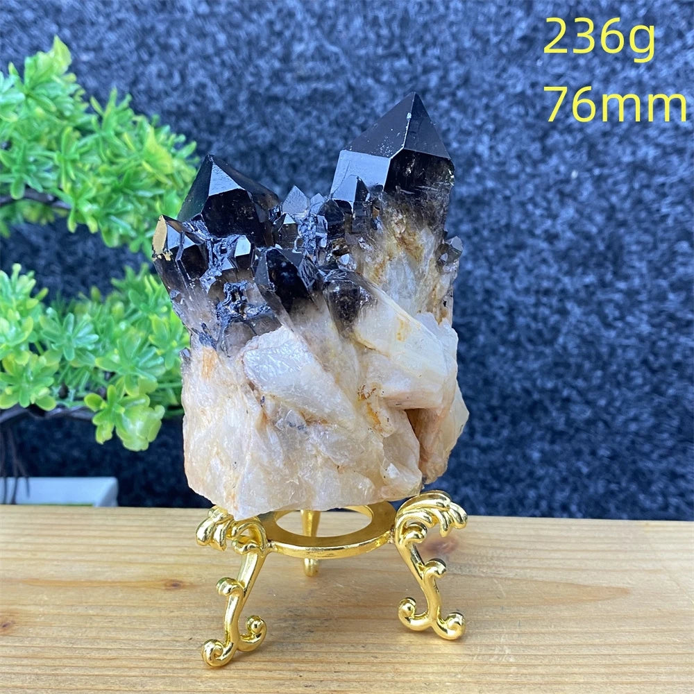 Kervazio™ Natural Black Crystal Ore Specimen – Mineral Stone Home Decor & Spiritual Gift